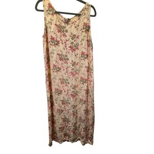 VTG April Cornell Floral Maxi Dress Women L Rayon Sleeveless Cottagecore Fairy